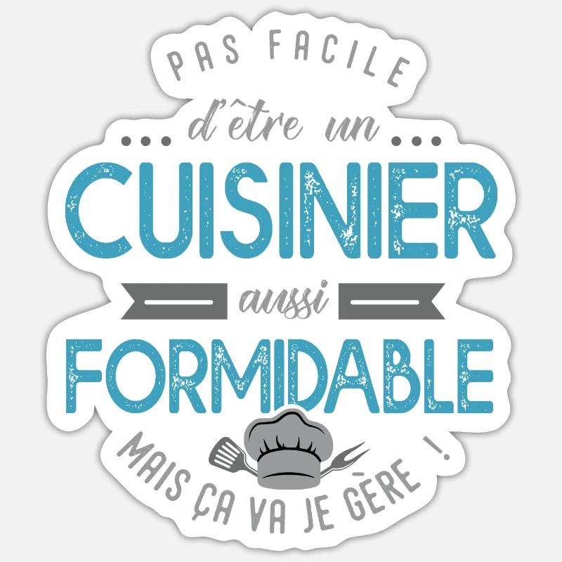 cuisinier formidable Cadeau papa cuisine - Sticker taille S (10 x 10 cm) - blanc mat