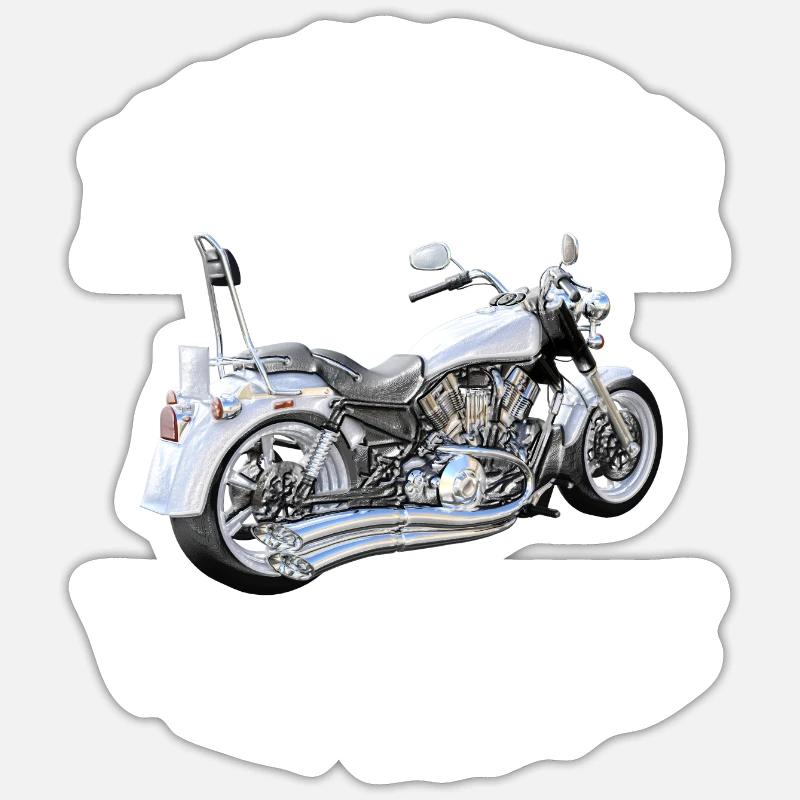 Dessin de moto - Sticker taille S (10 x 10 cm) - blanc mat