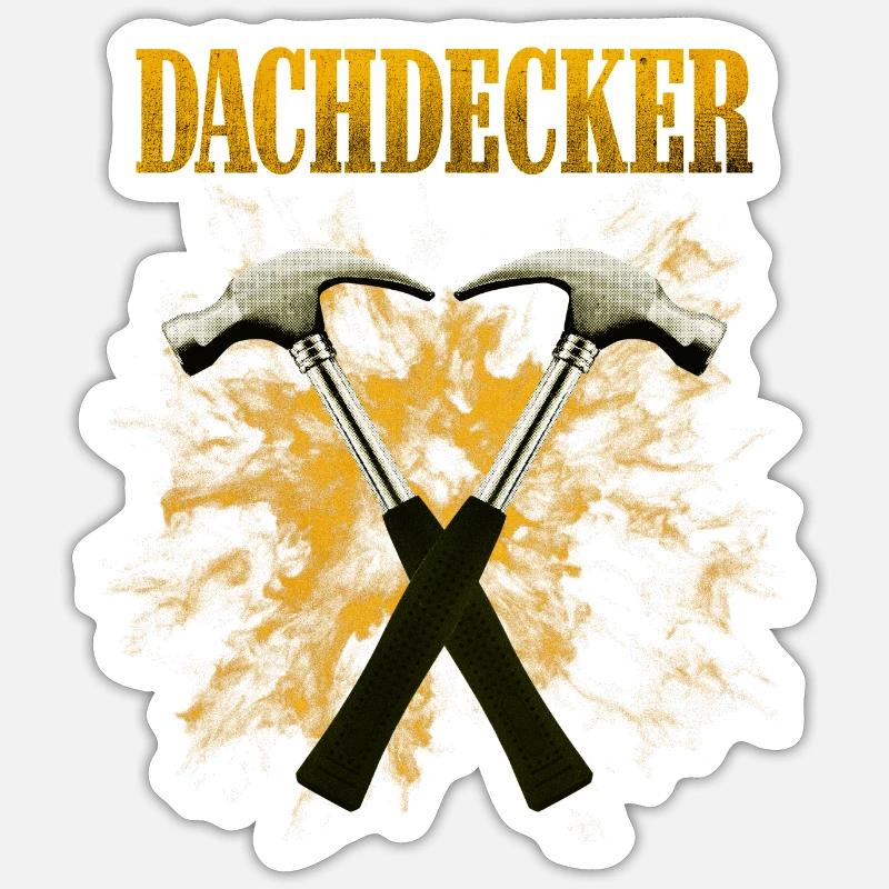Dachdecker Hammer - Sticker Größe S (10 x 10 cm) - Mattweiß