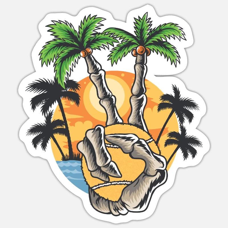 Skeletthand mit Tennis- oder Padelball - Sticker Größe S (10 x 10 cm) - Mattweiß