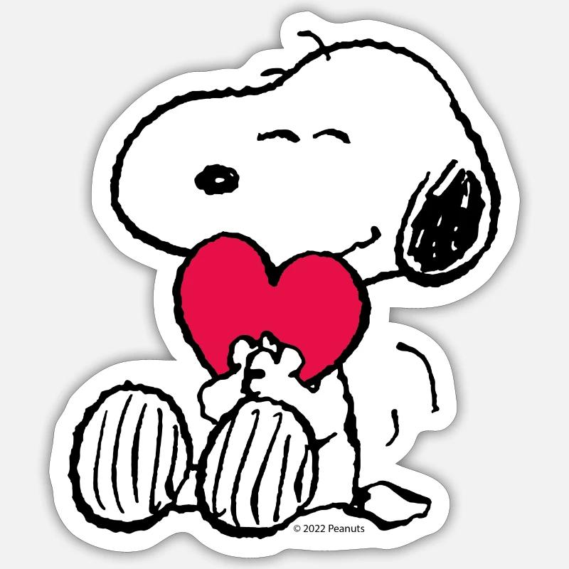 Peanuts Snoopy Amore Cuore Amore - Sticker formato S (10 x 10 cm) - bianco opaco