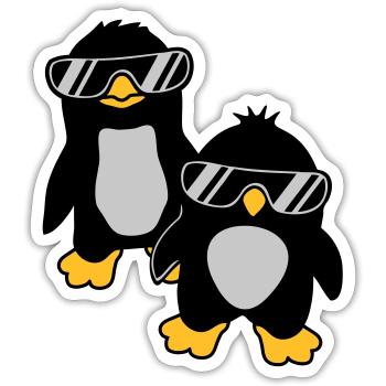 Pinguine Crew 2 Freunde - Sticker Größe S (10 x 10 cm) - Mattweiß - Vorne