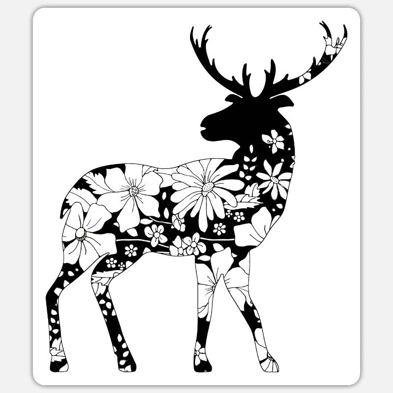 Hirsch - Sticker Größe S (10 x 10 cm) - Mattweiß