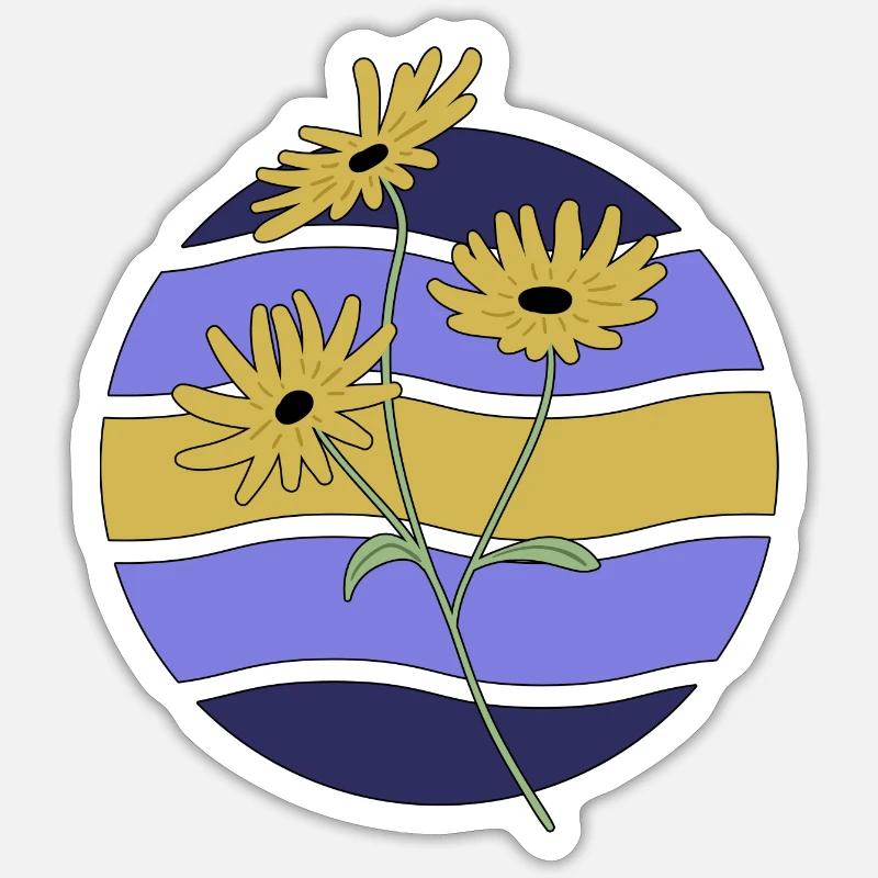 Minimal Flower Waves Pattern Vacances Vacances Été Sticker taille S (10 x 10 cm)