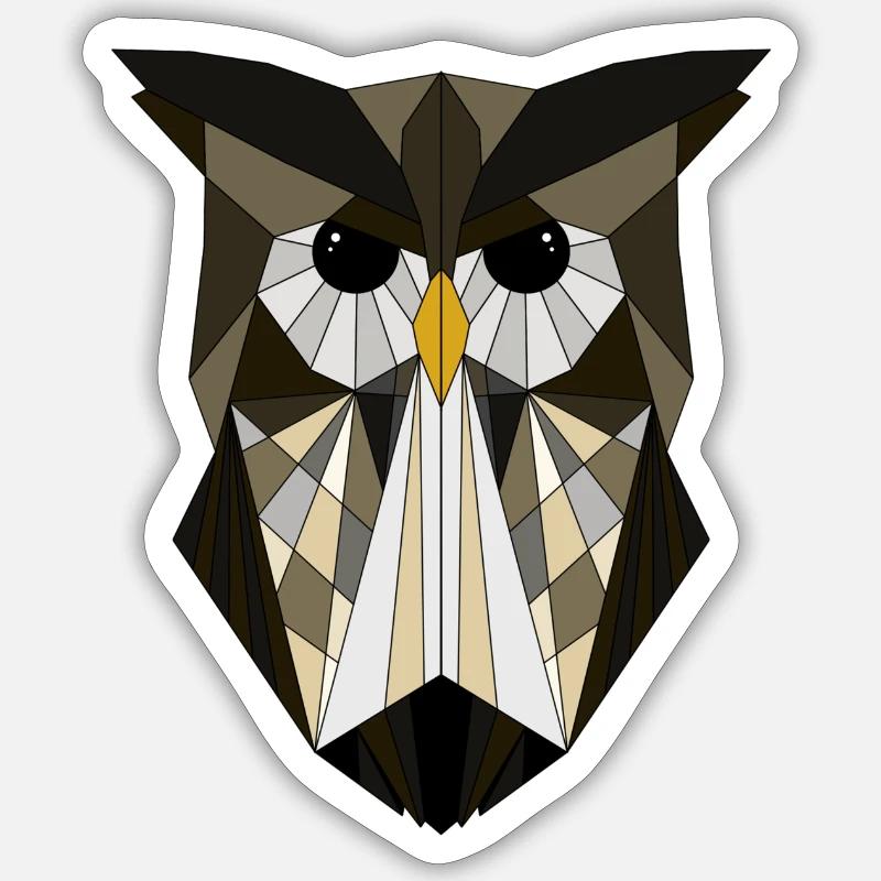 Eule geometrisch - Sticker Größe S (10 x 10 cm) - Mattweiß