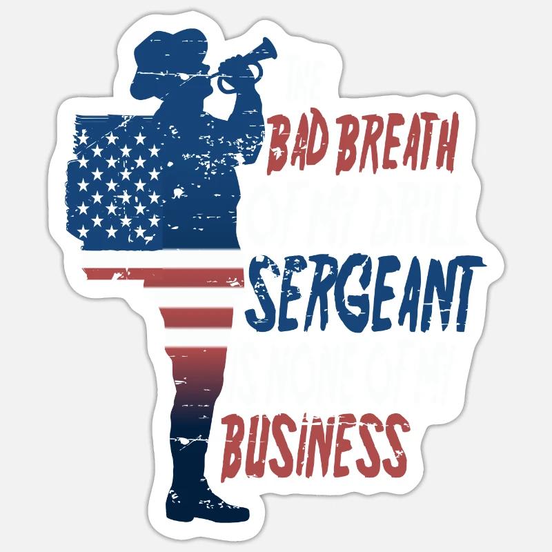 Sergent instructeur - Sticker taille S (10 x 10 cm) - blanc mat