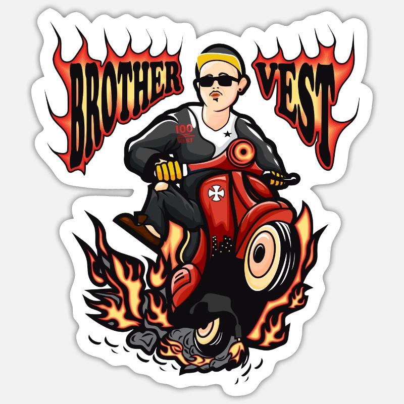 Moped Mofafahrer - Sticker Größe S (10 x 10 cm) - Mattweiß