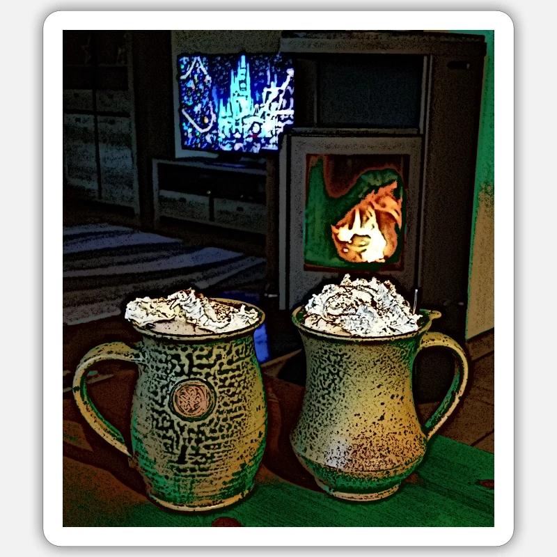 Cozy Cup - Sticker Größe S (10 x 10 cm) - Mattweiß
