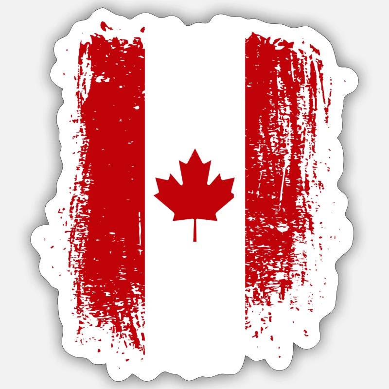 Grunge Canada Drapeau Érable Art - Sticker taille S (10 x 10 cm) - blanc mat