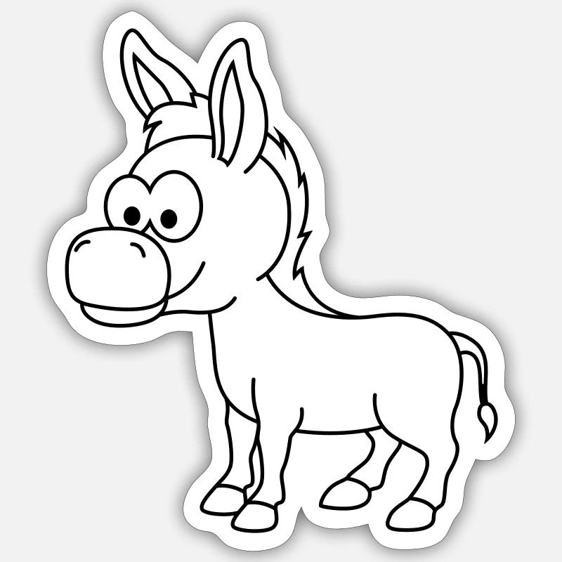 Âne Comic Animal - Sticker taille S (10 x 10 cm) - blanc mat