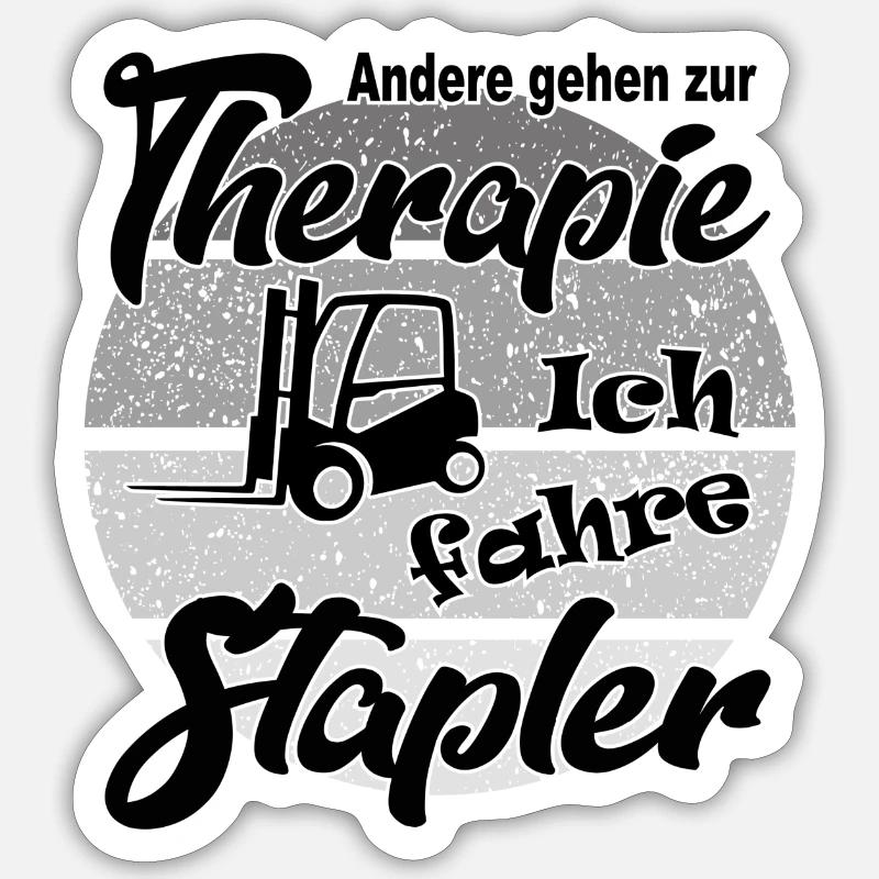 Staplerfahrer Gabelstapler Therapie - Sticker Größe S (10 x 10 cm) - Mattweiß