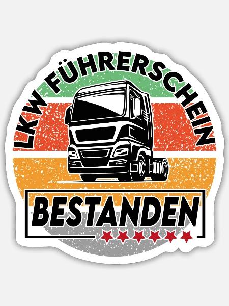 Lkw Führerschein bestanden - Sticker Größe S (10 x 10 cm) - Mattweiß