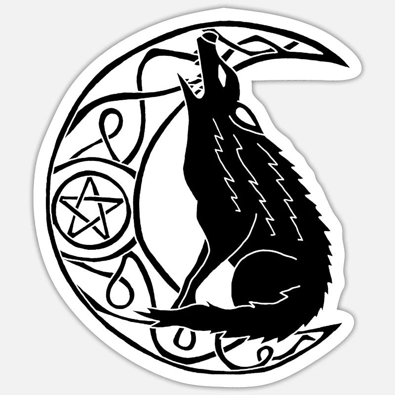 Heulen des Schwarzen Wolfes - Sticker Größe S (10 x 10 cm) - Mattweiß
