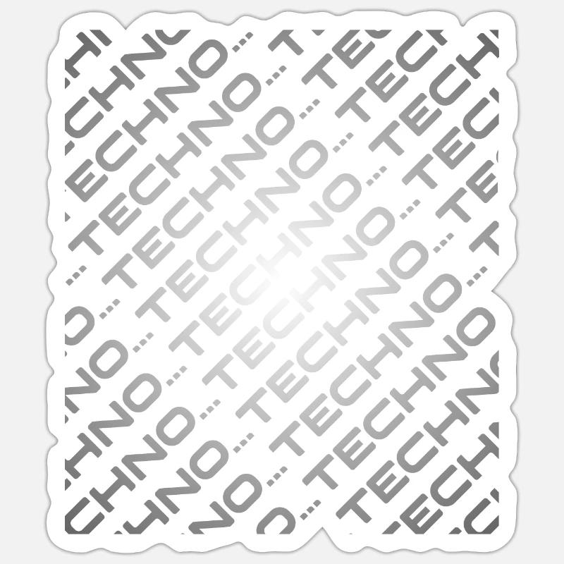 Techno-Musik | Graustufen Diagonal Techno Religion Sticker Größe S (10 x 10 cm)