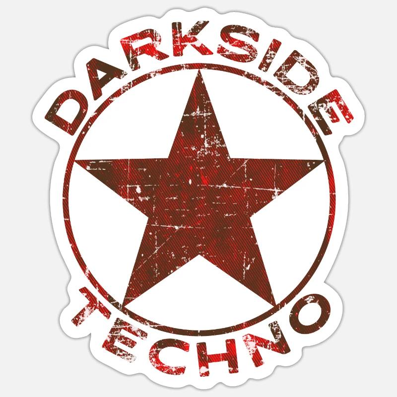 Darkside Techno Éraflé Red Star - Sticker taille S (10 x 10 cm) - blanc mat