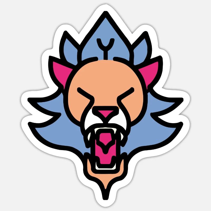 Brüllender Löwe - Sticker Größe S (10 x 10 cm) - Mattweiß
