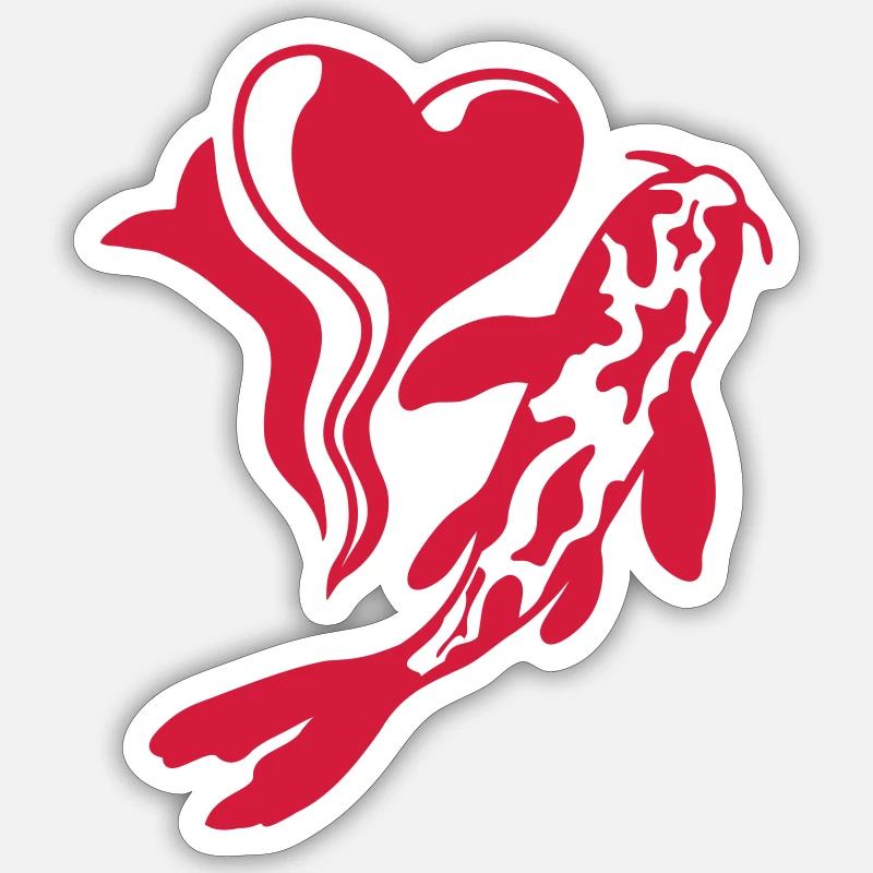 Poisson Koi que j’aime - Sticker taille S (10 x 10 cm) - blanc mat