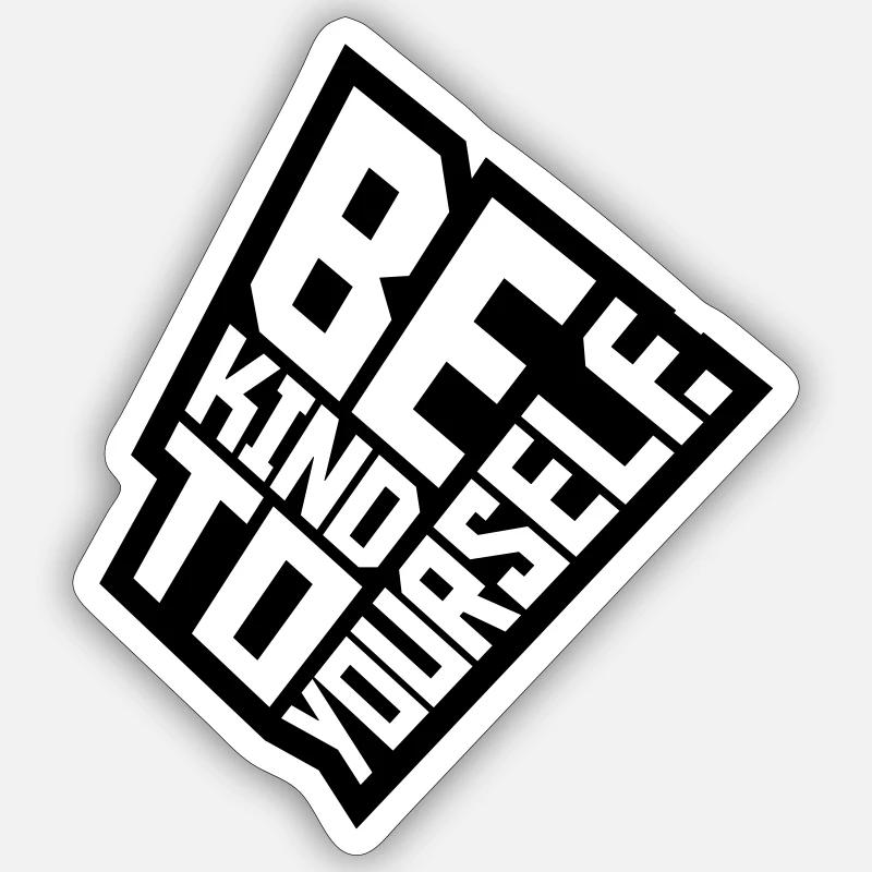 soyez gentil avec vous-même - Sticker taille S (10 x 10 cm) - blanc mat
