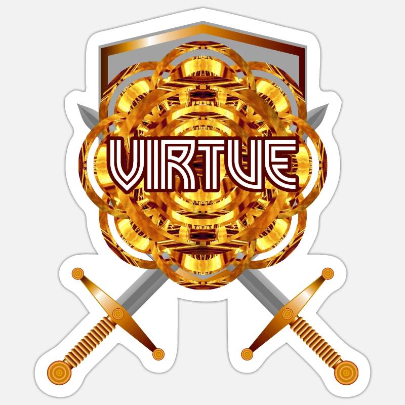 Virtue (Gold) - Sticker size S (10 x 10 cm) - white matte