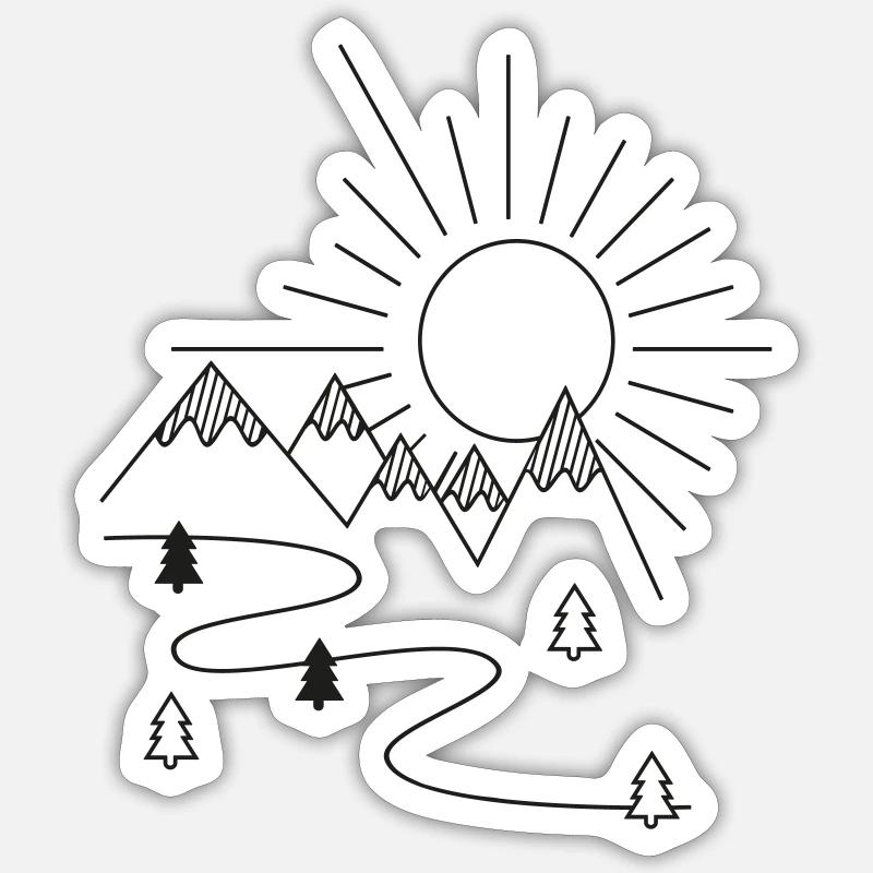Berge - Sticker Größe S (10 x 10 cm) - Mattweiß