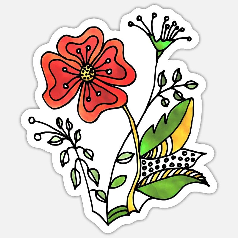 Fleur - Sticker taille S (10 x 10 cm) - blanc mat