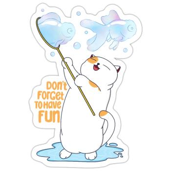 Cat Playing Bubble - Sticker size S (10 x 10 cm) - white matte - Front