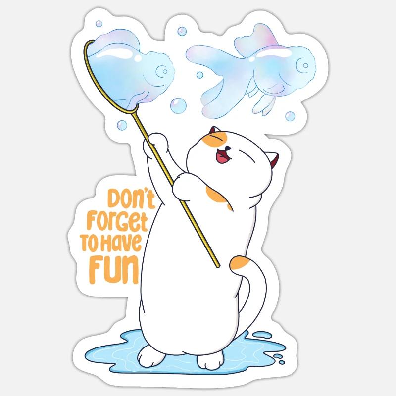 Cat Playing Bubble Sticker size S (10 x 10 cm)