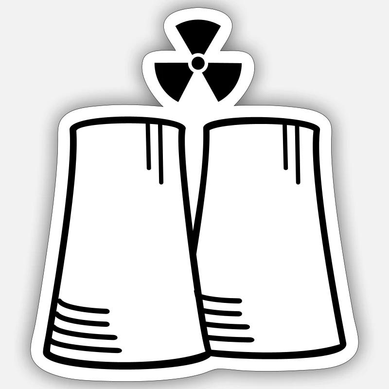 Atommeiler mit Radioaktiv Symbol (1c) - Sticker Größe S (10 x 10 cm) - Mattweiß