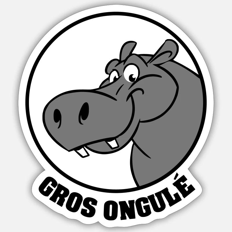 Hippo Texte - Sticker taille S (10 x 10 cm) - blanc mat