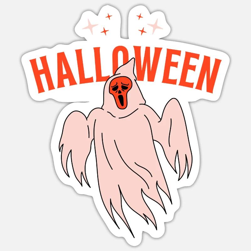 Halloween Geist - Sticker Größe S (10 x 10 cm) - Mattweiß