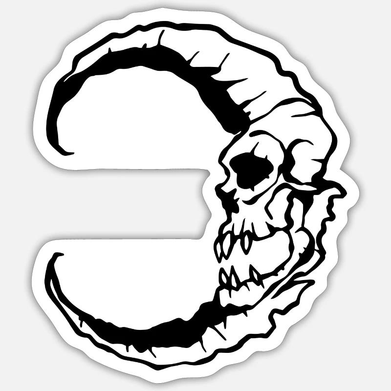 Moon Skull Halloween - Sticker taille S (10 x 10 cm) - blanc mat