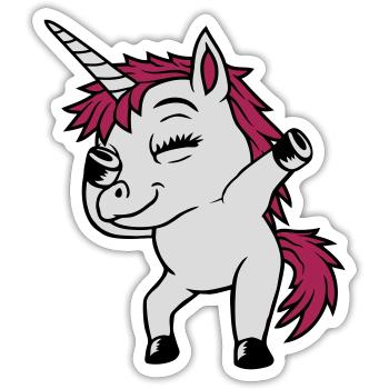 Party Einhorn Dabbing tanzen - Sticker Größe S (10 x 10 cm) - Mattweiß - Vorne