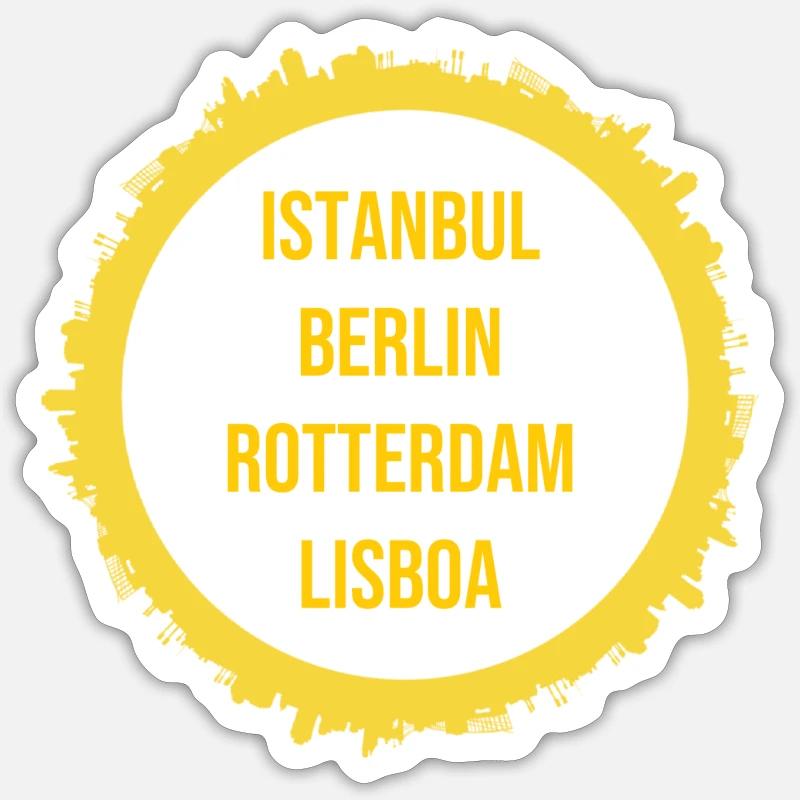 Istanbul Berlin Rotterdam Lisboa - Sticker size S (10 x 10 cm) - white matte