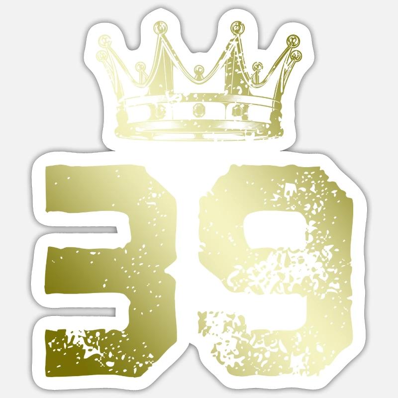 39 Zahl Krone - Sticker Größe S (10 x 10 cm) - Mattweiß