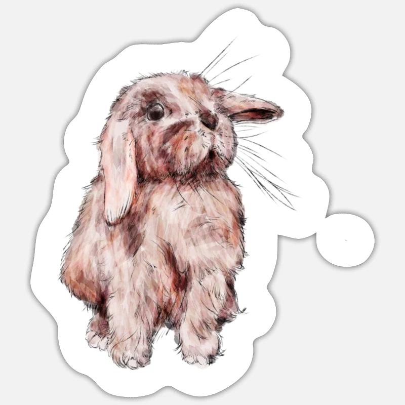 Lapin - Sticker taille S (10 x 10 cm) - blanc mat