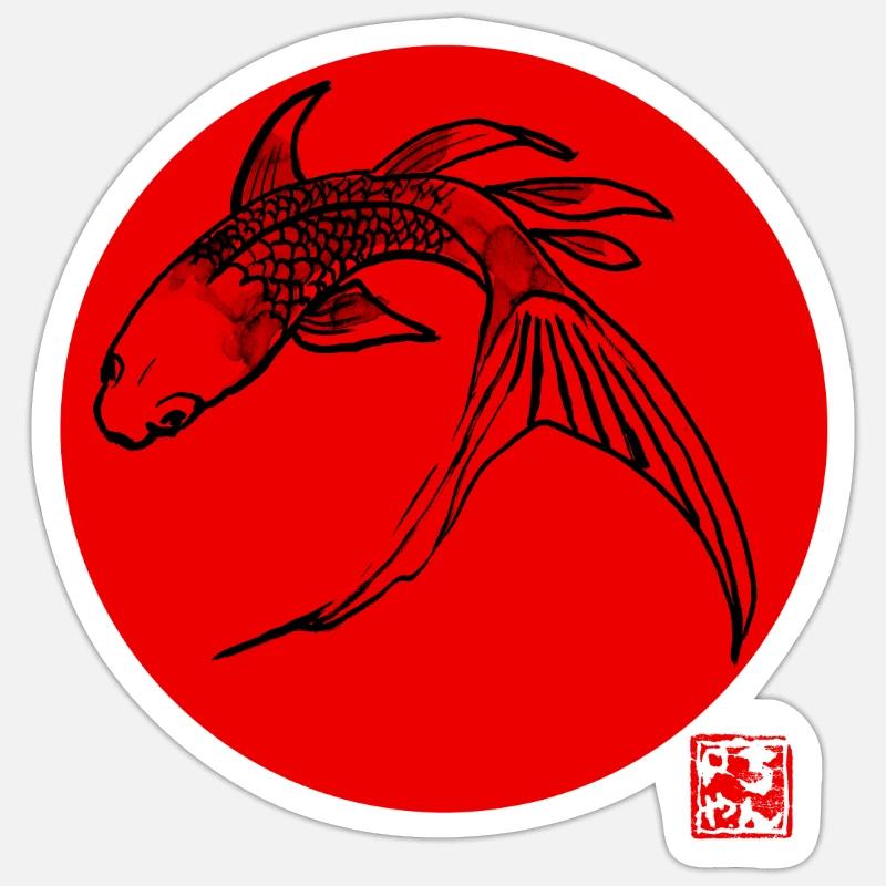 carp koi red - Sticker taille S (10 x 10 cm) - blanc mat