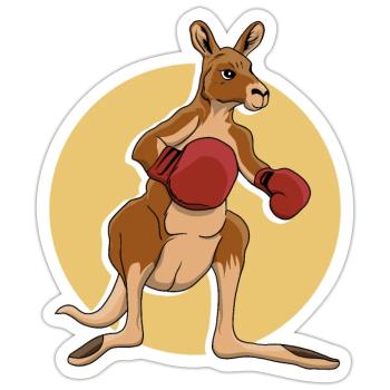 Kangaroo boxer - Sticker size S (10 x 10 cm) - white matte - Front