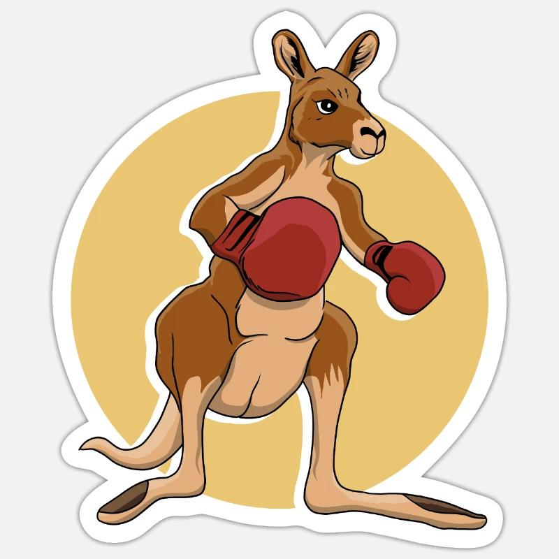 Kangaroo boxer - Sticker size S (10 x 10 cm) - white matte