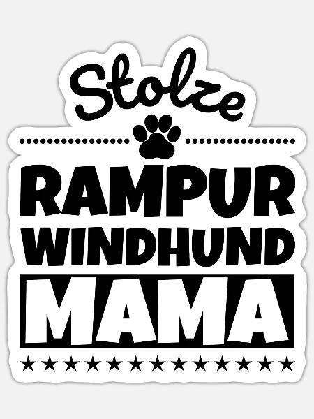 Stolze Rampur-Windhund Mama - Sticker Größe S (10 x 10 cm) - Mattweiß