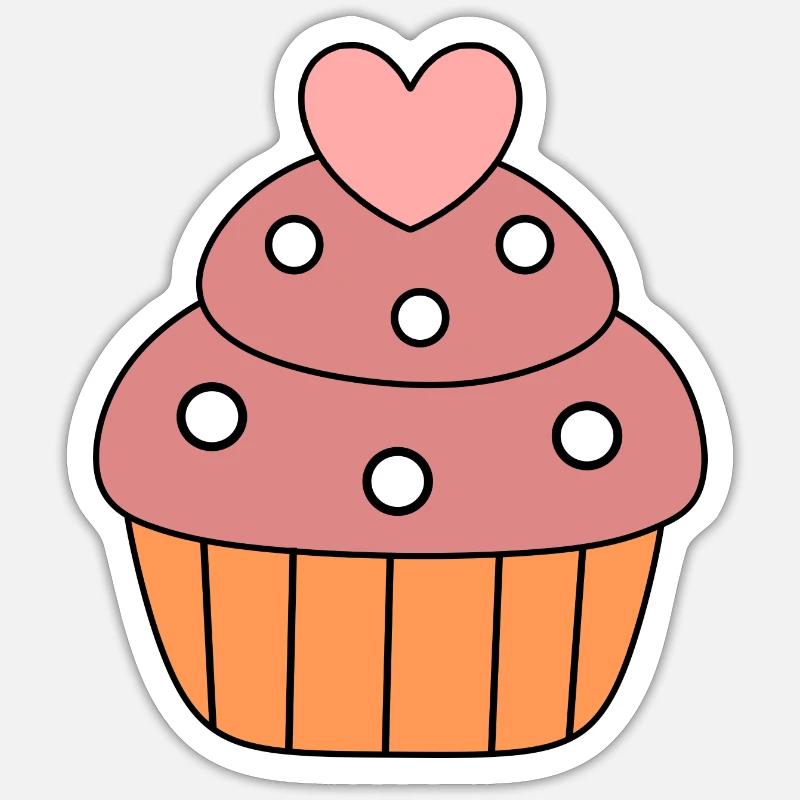 kochen backen Herz Kuchen cupcake bunt Geschenk Sticker Größe S (10 x 10 cm)