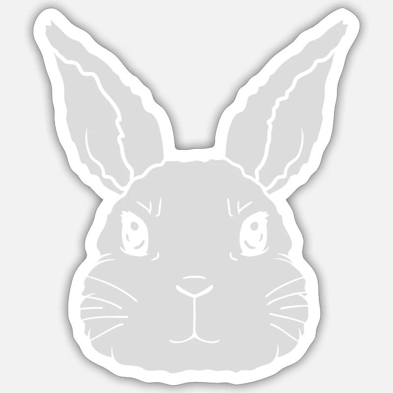 Petit visage de lapin mignon - Sticker taille S (10 x 10 cm) - blanc mat