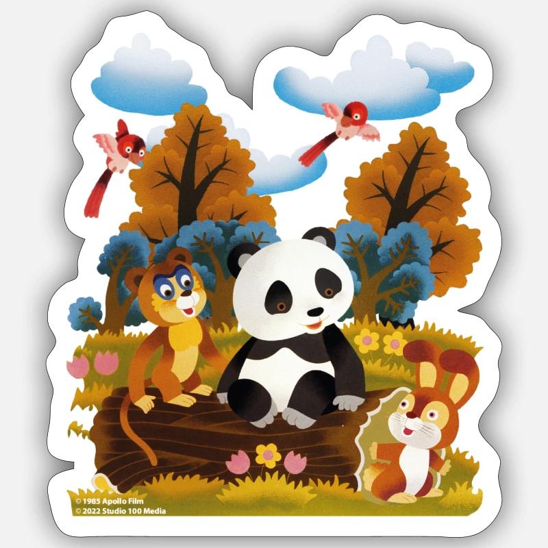 Tao Tao Et Ses Amis Image De Groupe - Sticker taille S (10 x 10 cm) - blanc mat