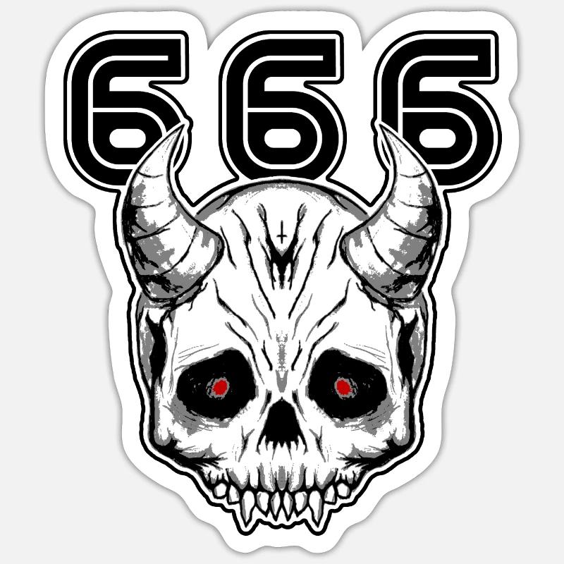 Teufel 666 - Sticker Größe S (10 x 10 cm) - Mattweiß