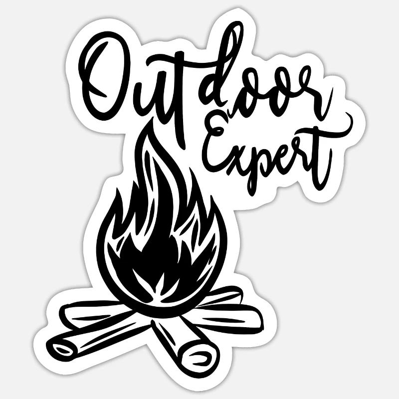 Outdoor Experte Lagerfeuer - Sticker Größe S (10 x 10 cm) - Mattweiß
