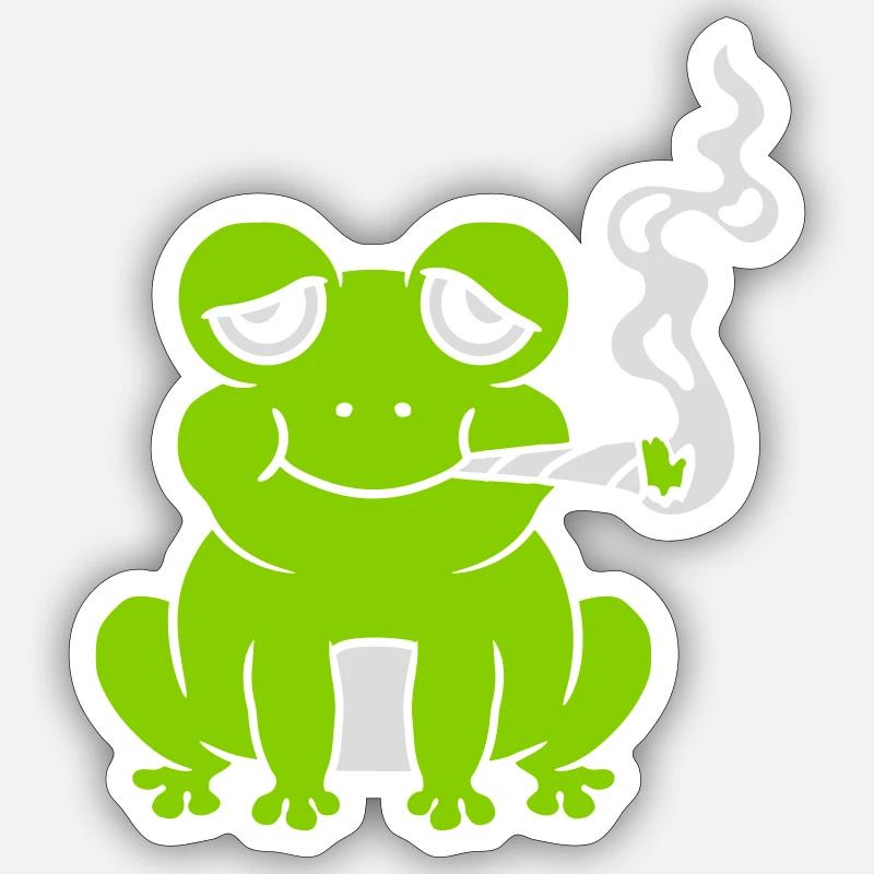 Weed Joint Frog Stoned - Sticker taille S (10 x 10 cm) - blanc mat