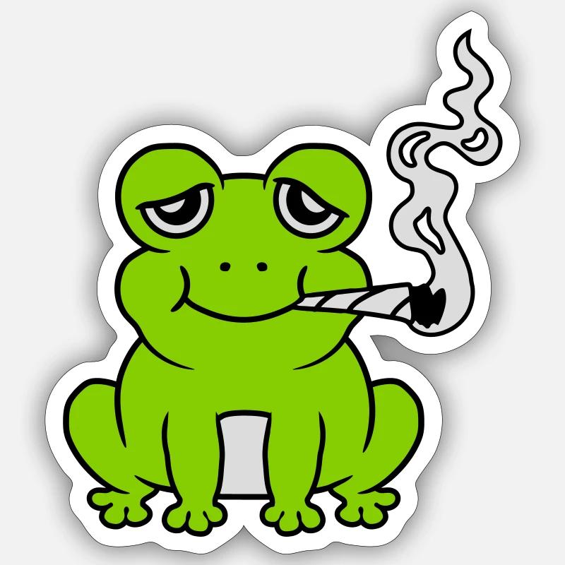 Stoned Weed Joint Frog - Sticker size S (10 x 10 cm) - white matte