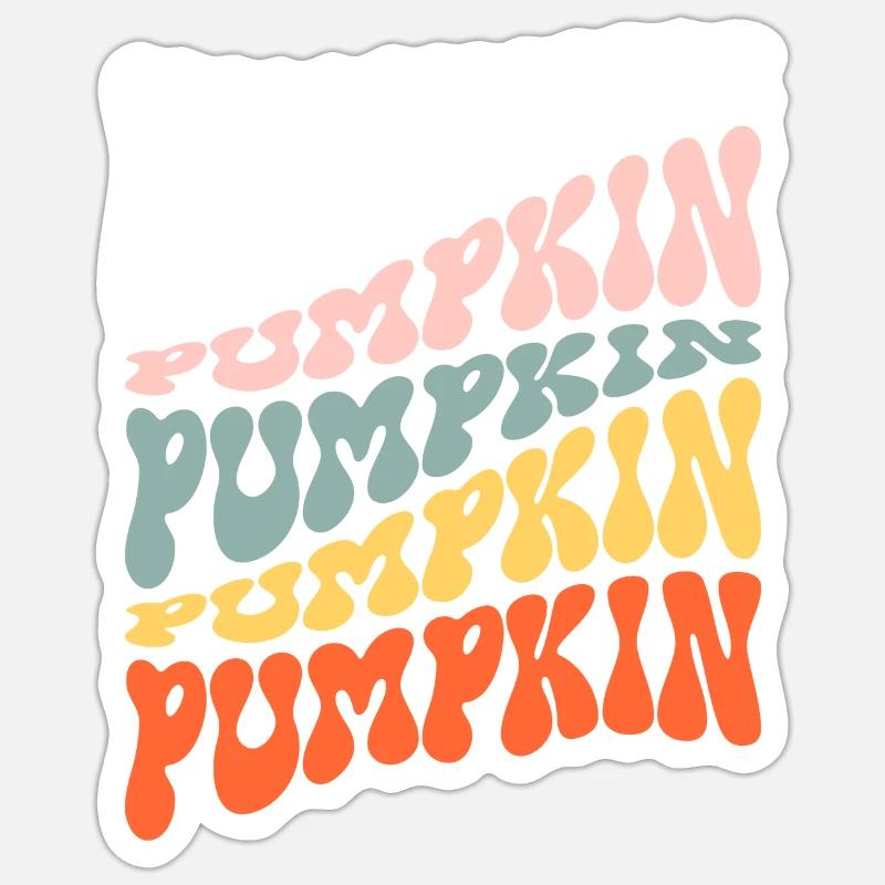 Groovy Pumpkin, retro text - Sticker size S (10 x 10 cm) - white matte
