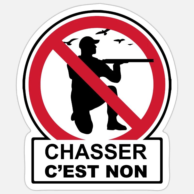 Chasse interdite - Sticker taille S (10 x 10 cm) - blanc mat