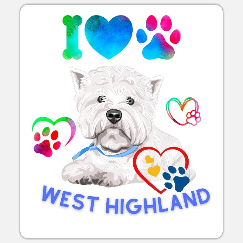 Conception du terrier blanc West Highland Sticker taille S (10 x 10 cm)