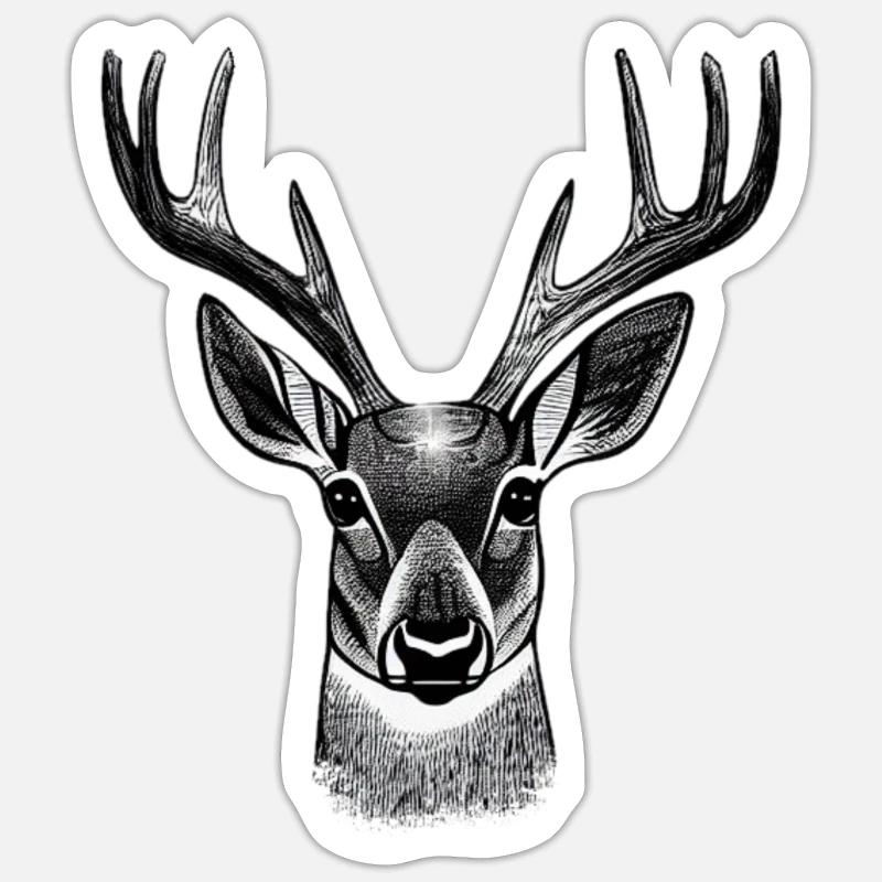 Hirschkopf im Herbst Hirsch Geweih Bock Reh Kitz - Sticker Größe S (10 x 10 cm) - Mattweiß